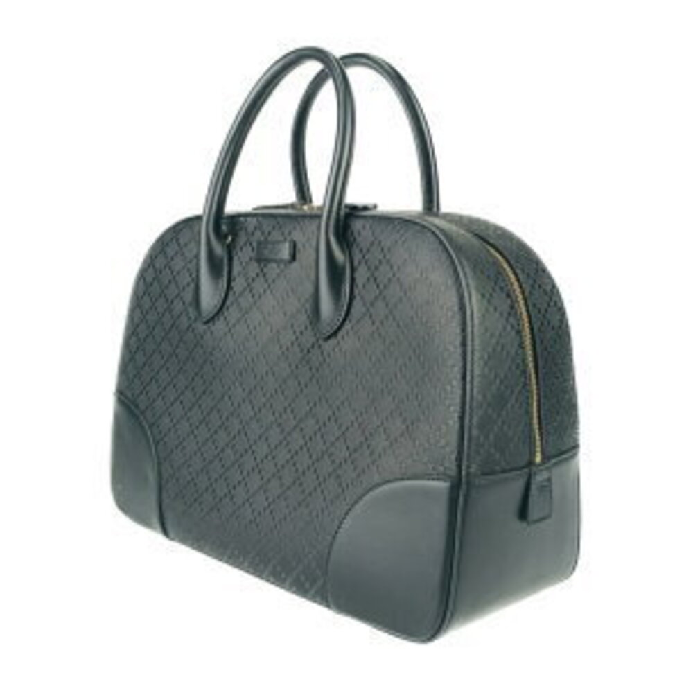 Gucci Shoulder Boston bag Handbag Diamante Bright leather Black